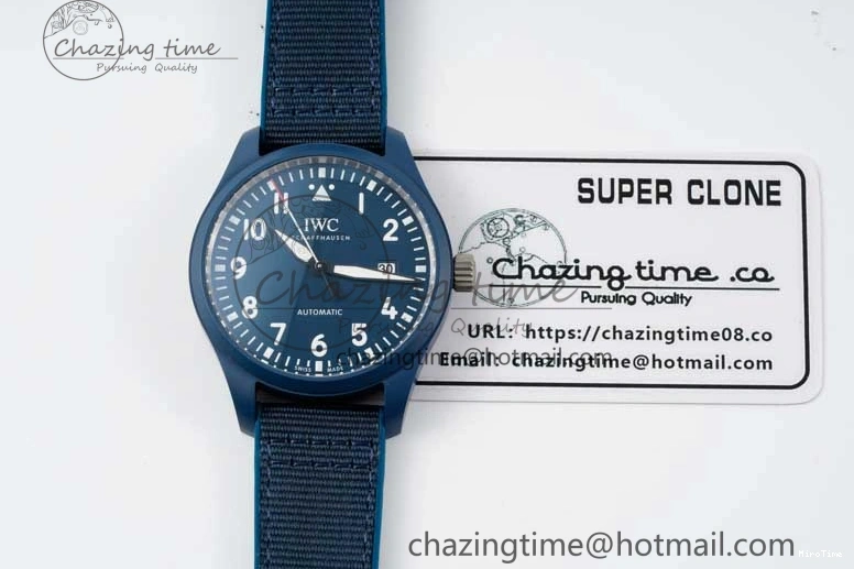 MIROTIME 0209 Mark XVIII IW328101 Blue Ceramic M+F 1:1 Best Edition Blue Dial on Blue Nylon Strap A Efficient 7066